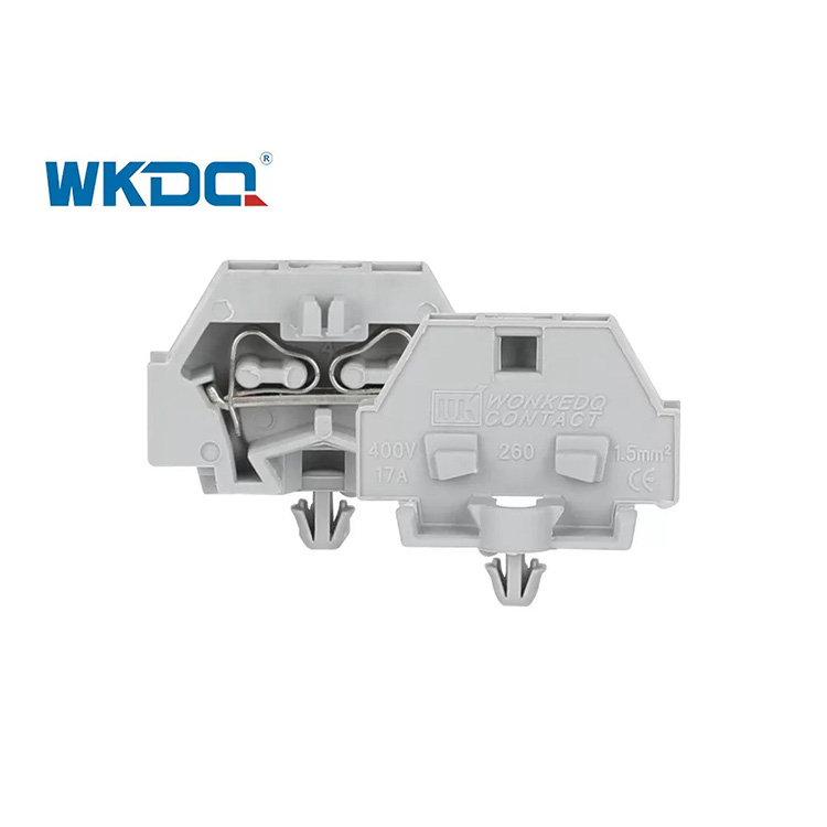 260-301B Spring Type Terminal Block Connector Snap In Mounting Screwless 2 Conductor Time Saving Kualitas Tinggi Warna Abu-abu