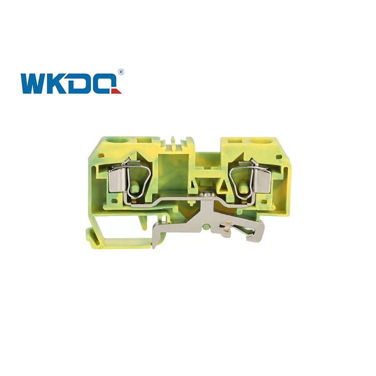 284-907 Pelindung Spring Clamp PA66 Terminal Block Tin Plated Brass Body Entri Depan DIN Rail Warna Hijau