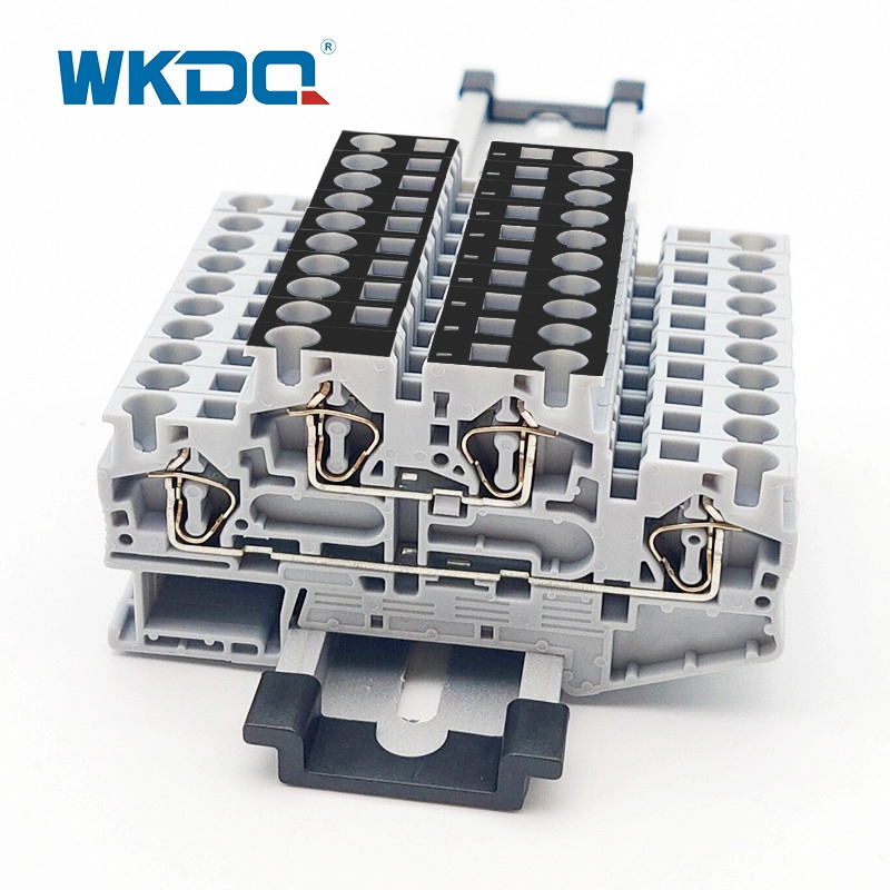 4 Mm2 Spring Cage Terminal Block 2 Level Din Rail Mounted Dengan Equipotential Bonder