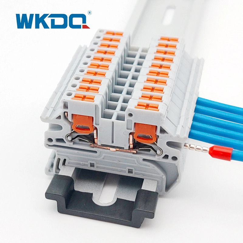 4mm2 Cable Din Rail Push In Terminal Block Anti Inflamasi 24 AWG