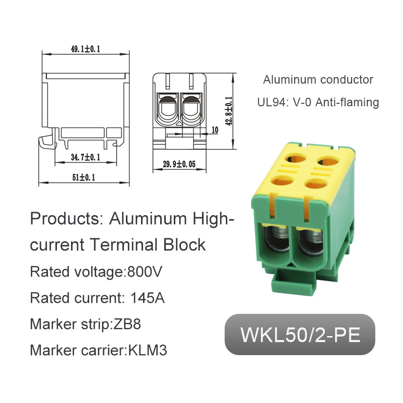 Ground Double Entry Aluminium Terminal Block