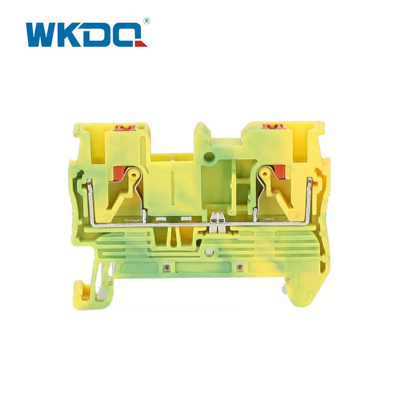 JPT 2.5-PE Push Fit Grounding Terminal Block Connector 31A Nilai Arus 24-12 AWG Ukuran Konduktor Hijau dan Kuning