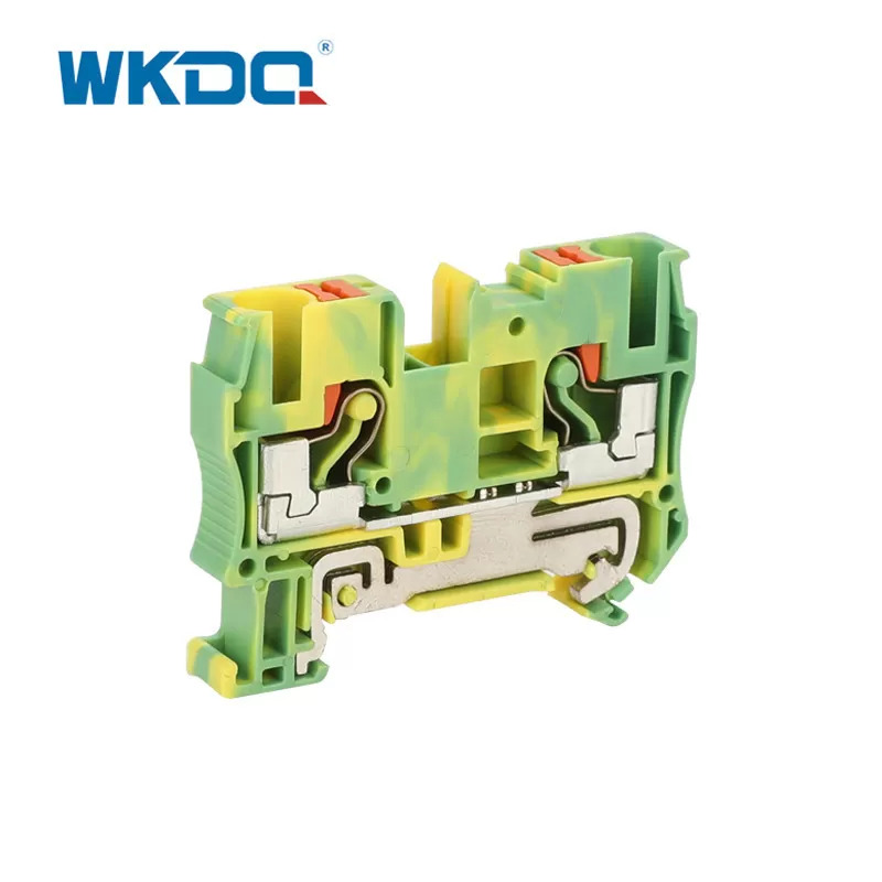 JPT 6-PE Phoenix Push In Terminal Block Connector PT Memberi Makan Melalui Grounding Pelindung PE Modular Hijau dan Kuning