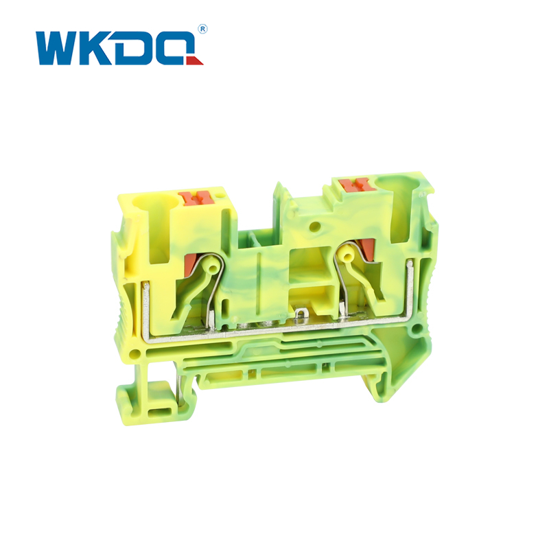 JPT 6-PE Push In Terminal Block Connector PT Feed Through Grounding Pelindung PE Modular Hijau dan Kuning