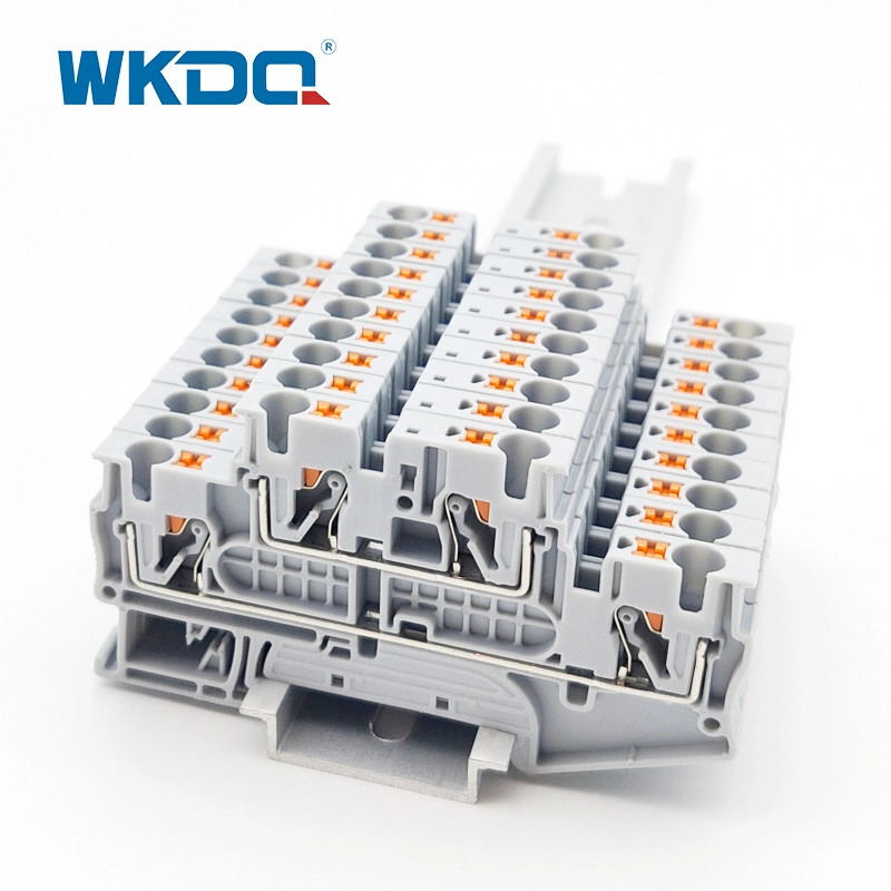 JPTTB 4 Din Rail Dorong Di Blok Terminal Tingkat Ganda 4mm2