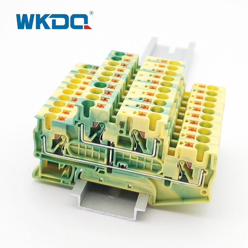 JPTTB 4 - PE 2 Layer Push In Ground Terminal Block Din Rail 4 Kontak