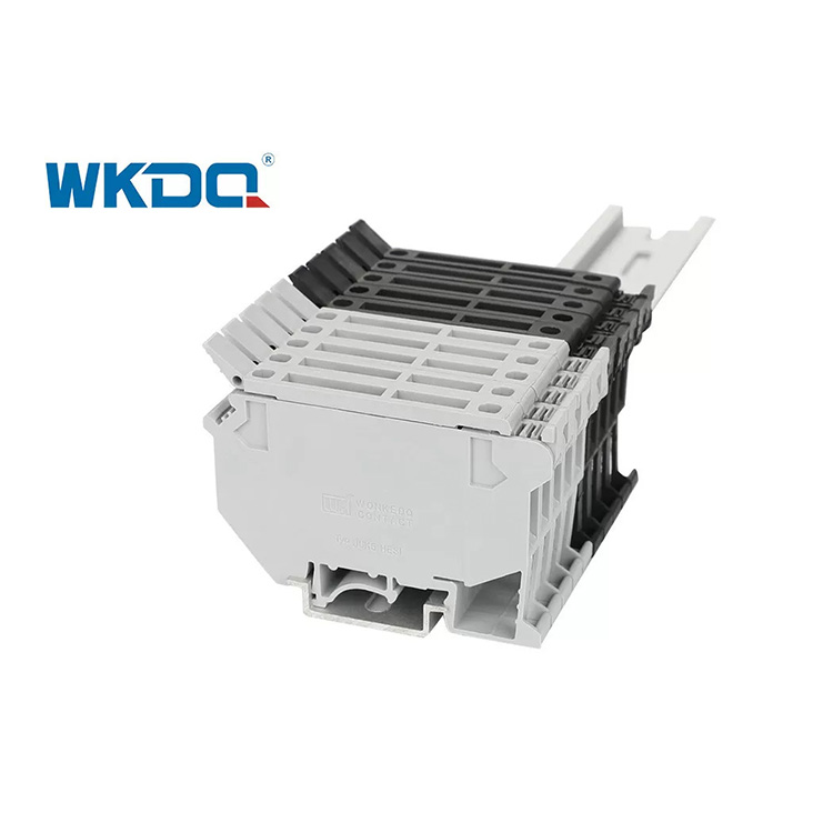JUK 5-HESI Screw Terminal Block Connector Uk Series Rail Type Warna Abu-Abu Dan Hitam