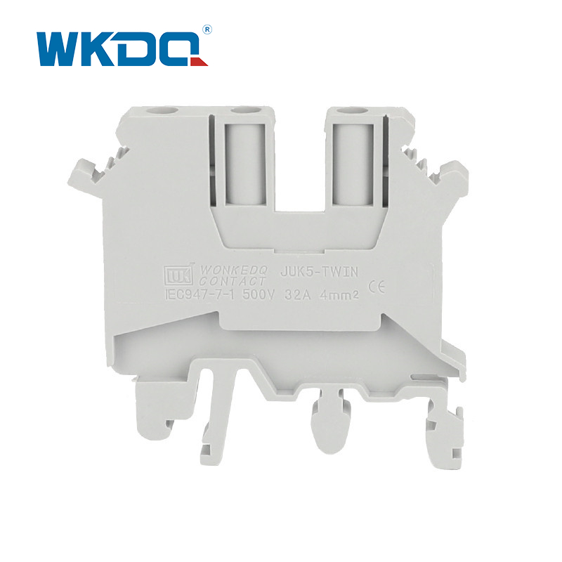 JUK5 TWIN Din Rail Power Terminal Blok Bahan Logam Kuningan Dan Baja