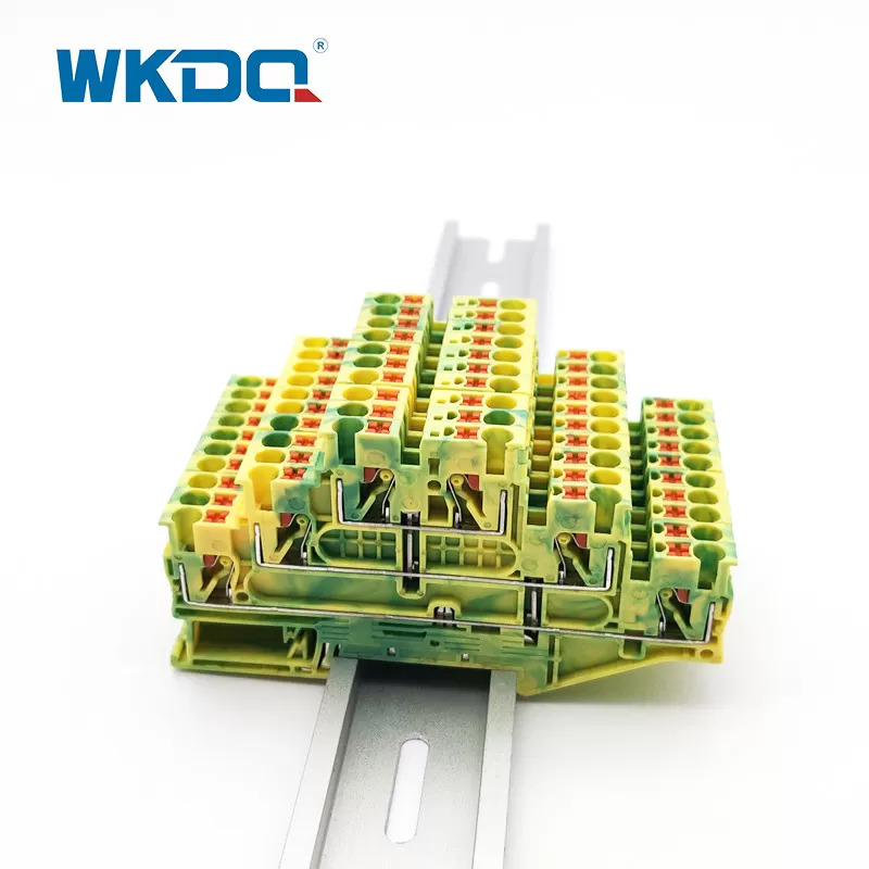 Push In DIN Rail PE Triple Level Ground Terminal Block Tahan Api